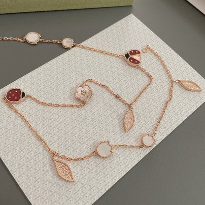 [Royal&Vicky]LUCKY SPRING 15 MOTIFS ROSE GOLD NECKLACE