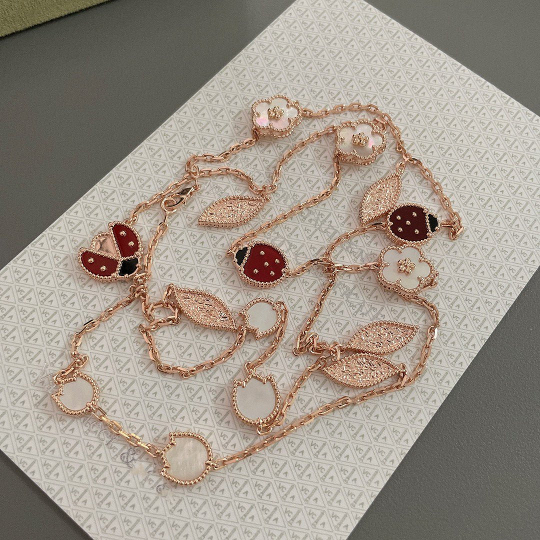 [Royal&Vicky]LUCKY SPRING 15 MOTIFS ROSE GOLD NECKLACE