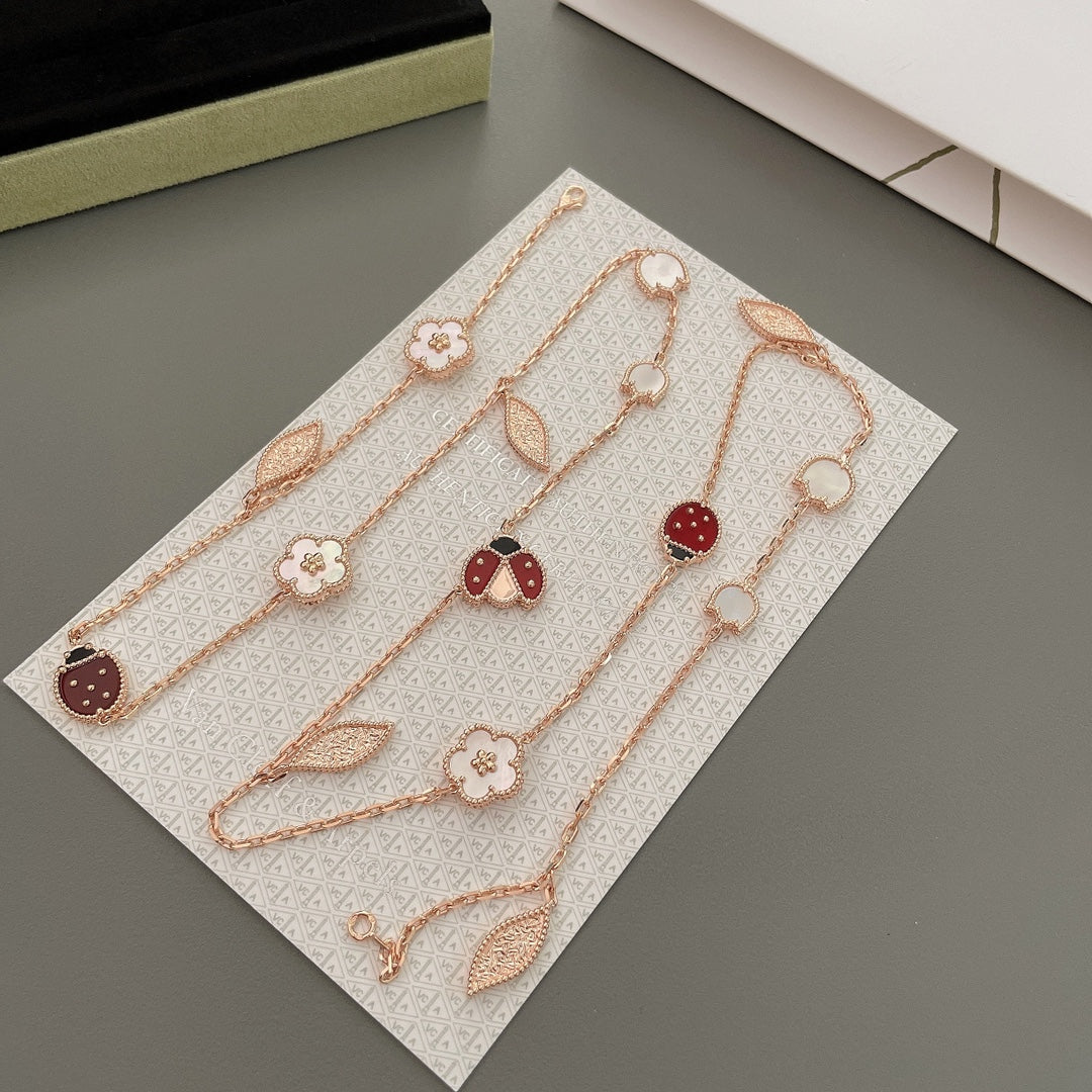 [Royal&Vicky]LUCKY SPRING 15 MOTIFS ROSE GOLD NECKLACE