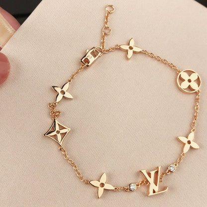 [Royal&Vicky]STAR AND SUN 7 MOTIFS GOLD BRACELET