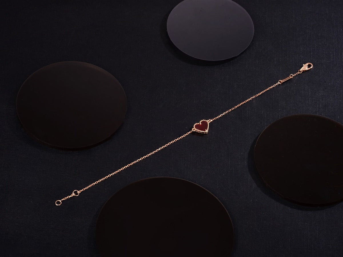 [Royal&Vicky]HEART CARNELIAN PINK GOLD BRACELET