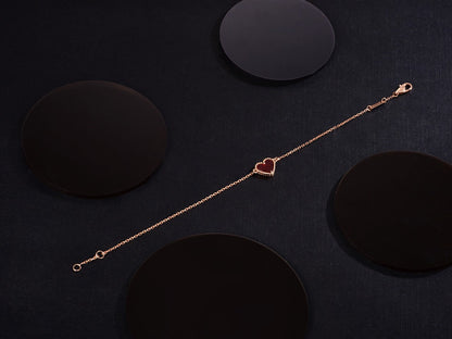 [Royal&Vicky]HEART CARNELIAN PINK GOLD BRACELET