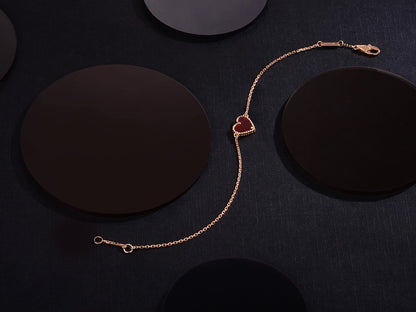 [Royal&Vicky]HEART CARNELIAN PINK GOLD BRACELET