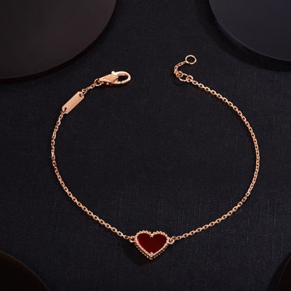 [Royal&Vicky]HEART CARNELIAN PINK GOLD BRACELET