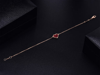 [Royal&Vicky]HEART CARNELIAN PINK GOLD BRACELET