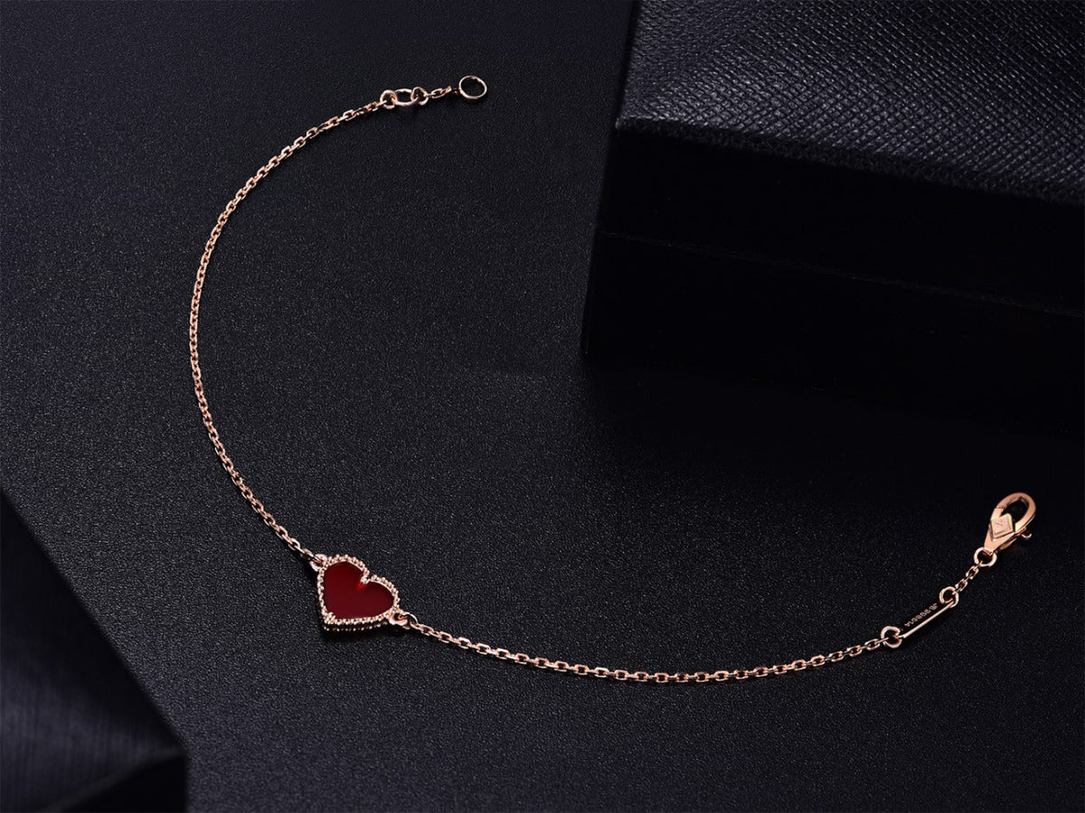 [Royal&Vicky]HEART CARNELIAN PINK GOLD BRACELET