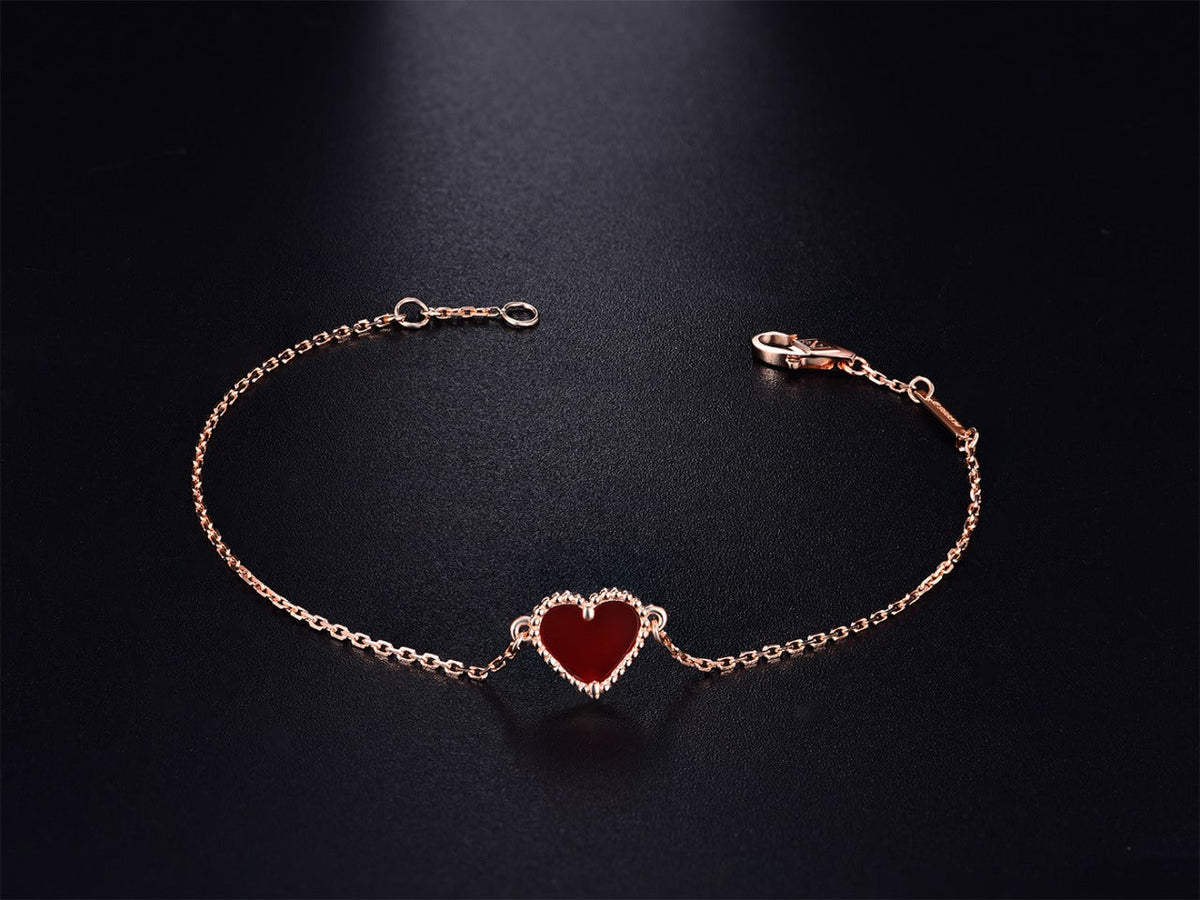 [Royal&Vicky]HEART CARNELIAN PINK GOLD BRACELET