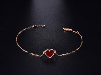 [Royal&Vicky]HEART CARNELIAN PINK GOLD BRACELET