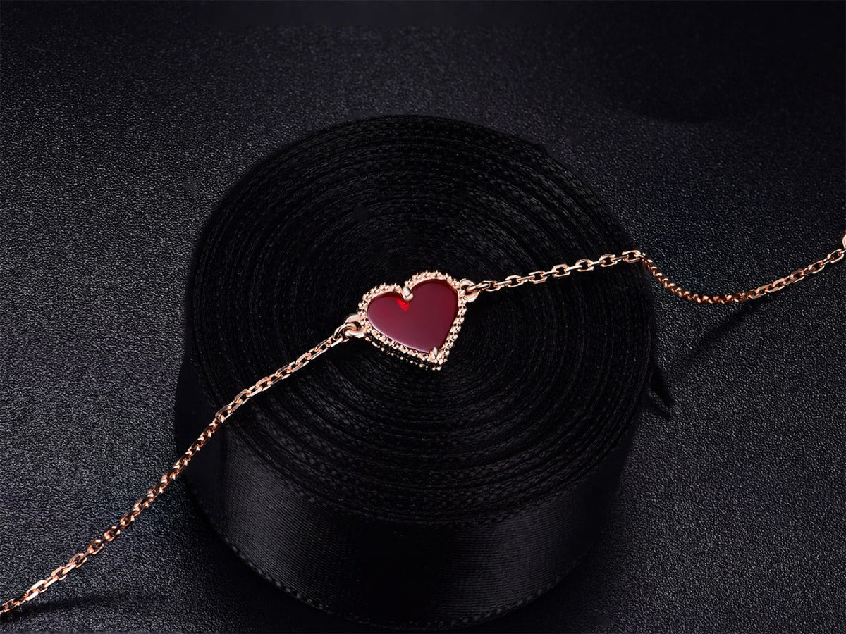 [Royal&Vicky]HEART CARNELIAN PINK GOLD BRACELET
