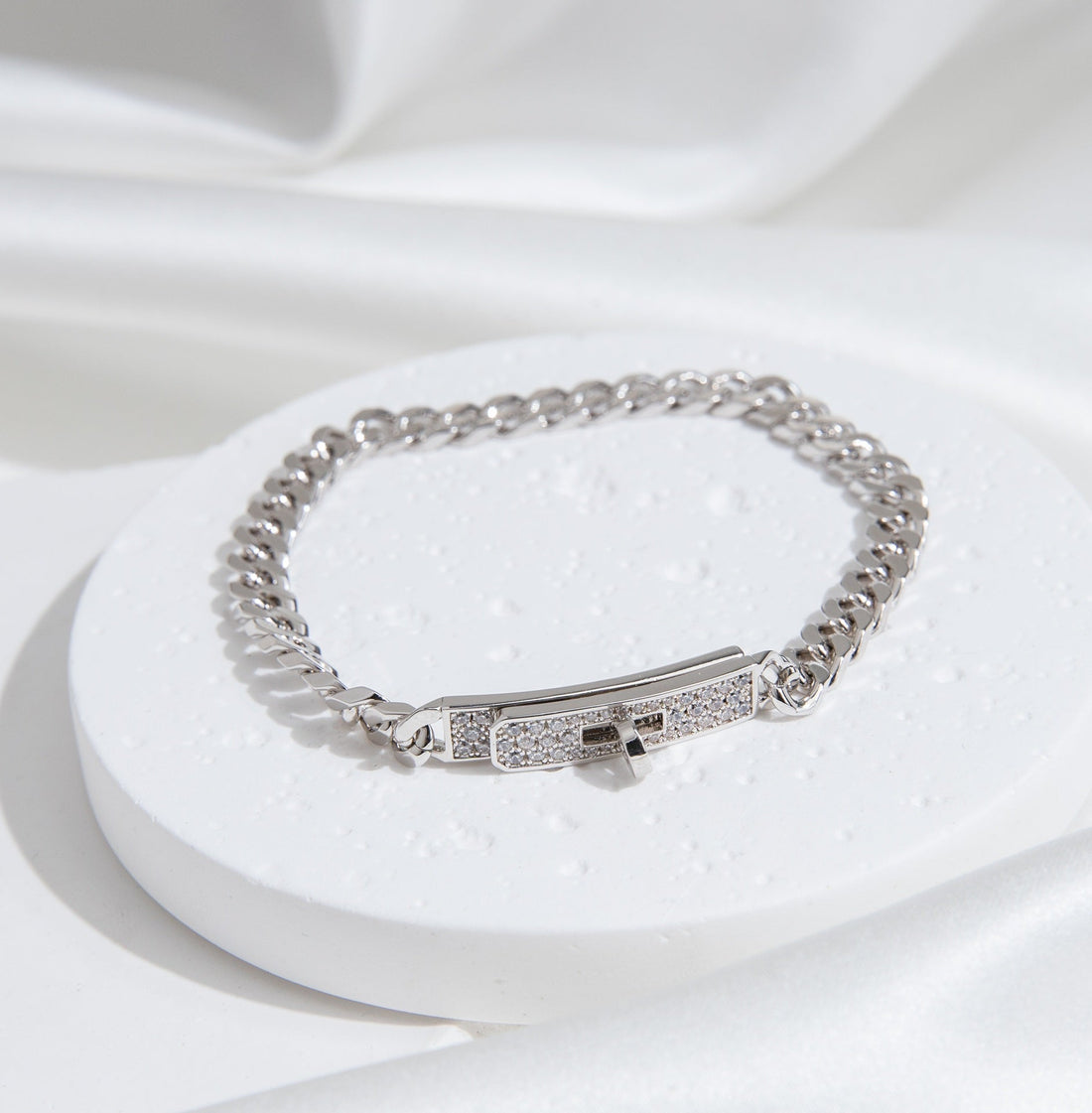 [Royal&Vicky]KELLY CHAIN SILVER DIAMOND BRACELET
