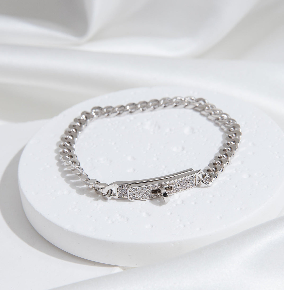 [Royal&Vicky]KELLY CHAIN SILVER DIAMOND BRACELET