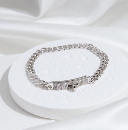 [Royal&Vicky]KELLY CHAIN SILVER DIAMOND BRACELET