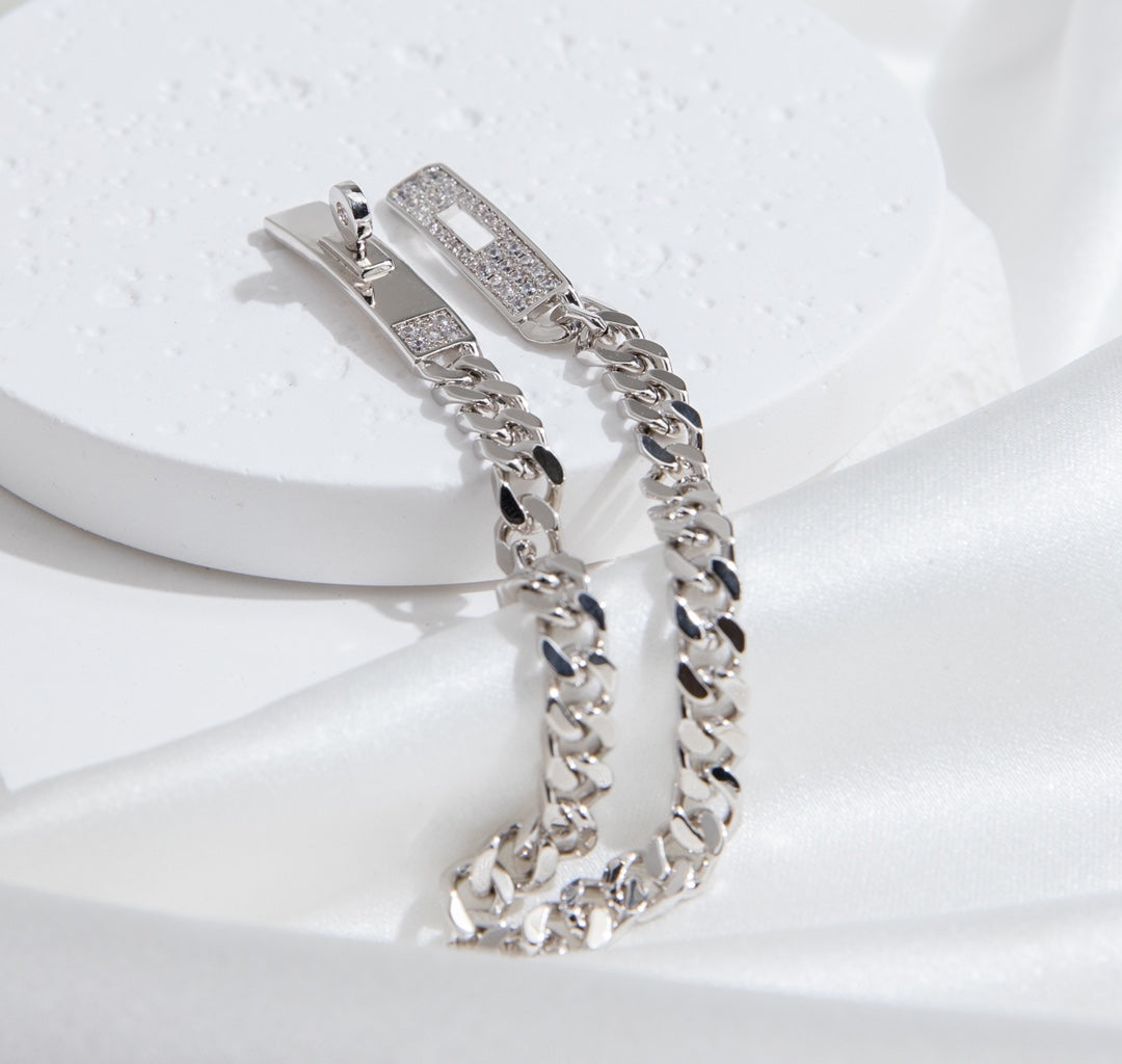 [Royal&Vicky]KELLY CHAIN SILVER DIAMOND BRACELET
