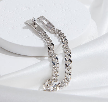 [Royal&Vicky]KELLY CHAIN SILVER DIAMOND BRACELET
