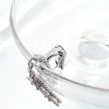 [Royal&Vicky]CLOVER 2 MOTIFS  DIAMOND ONYX EARRINGS SILVER