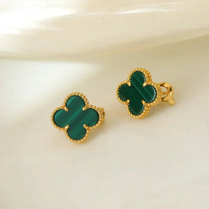 [Royal&Vicky]CLOVER MEDIUM 1 MOTIFS MALACHITE  EARRINGS