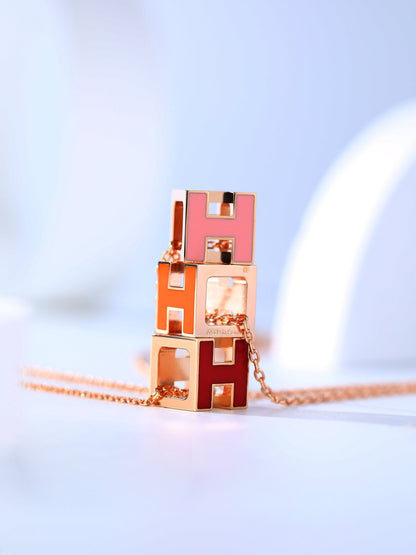 [Royal&Vicky]H CAGE PINK GOLD NECKLACE