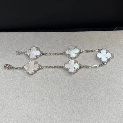 [Royal&Vicky]LUCKY CLOVER 5-MOTIF BRACELET - WHITE MOTHER-OF-PEARL COLLECTION