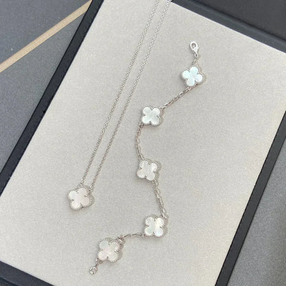 [Royal&Vicky]LUCKY CLOVER 5-MOTIF BRACELET - WHITE MOTHER-OF-PEARL COLLECTION
