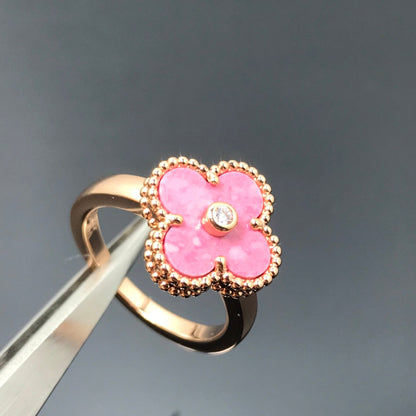 [Royal&Vicky]CLOVER RHODONITE ROSE GOLD RING