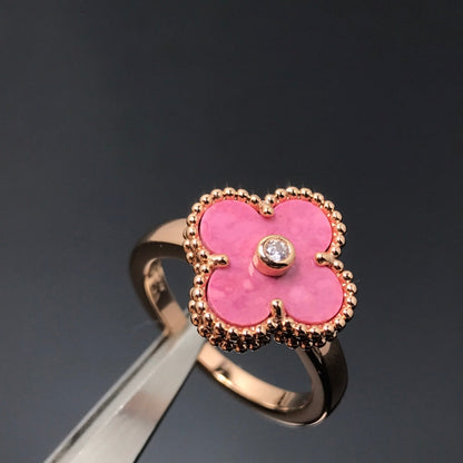 [Royal&Vicky]CLOVER RHODONITE ROSE GOLD RING