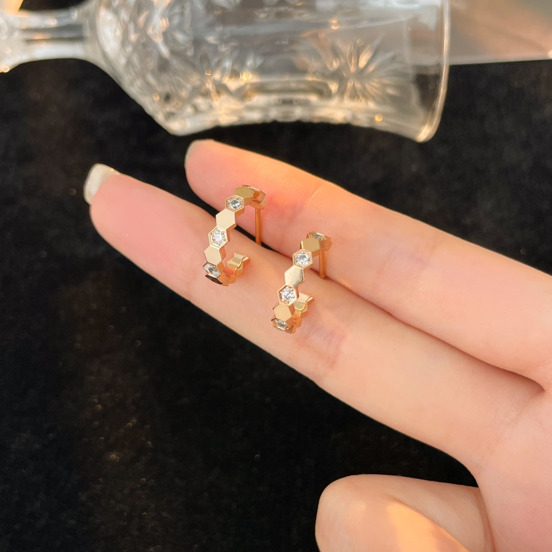 [Royal&Vicky]BEE LOVE DIAMOND HOOP EARRINGS