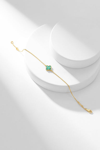 [Royal&Vicky]CLOVER BRACELET MALACHITE 1 MOTIF