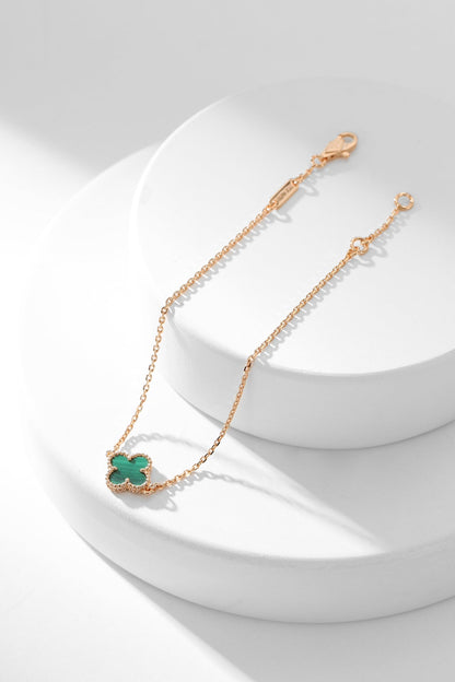 [Royal&Vicky]CLOVER BRACELET MALACHITE 1 MOTIF