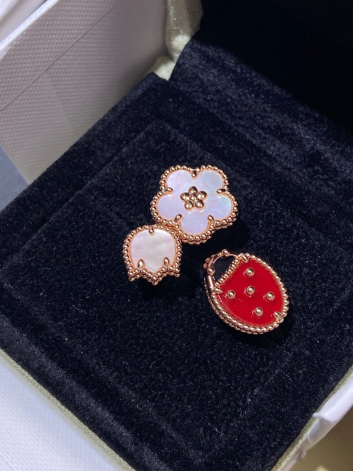 [Royal&Vicky]LUCKY 3 MOTIF ROSE GOLD RING