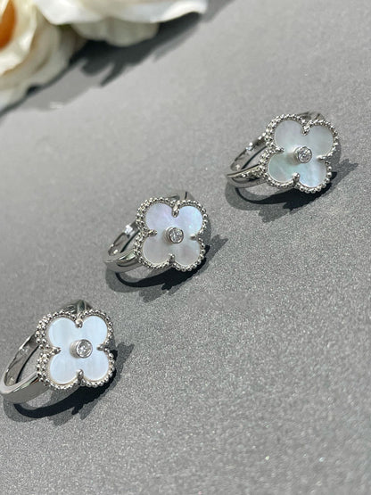 [Royal&Vicky]CLOVER SILVER MOP DIAMOND RING