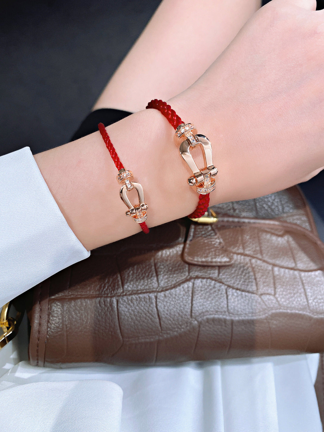[Royal&Vicky]FORCE 10 HALF DIAMOND PINK GOLD RED CORDERI LARGE AND MEDIUM MODEL