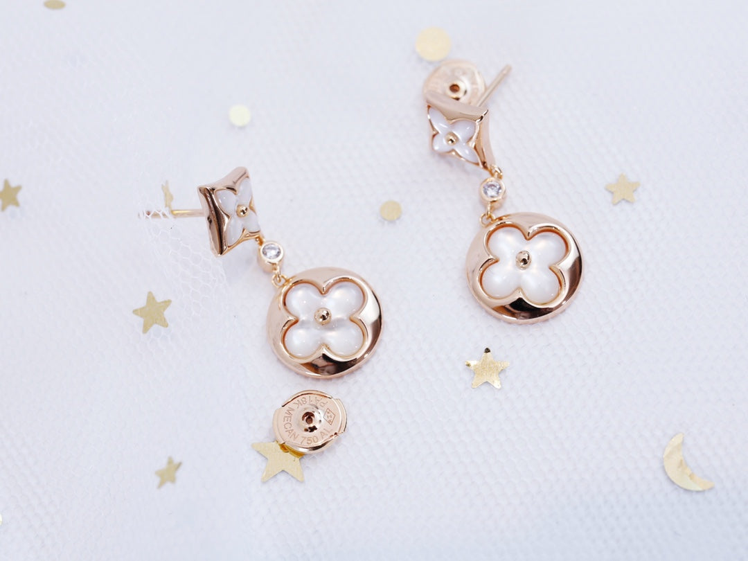 [Royal&Vicky]STAR AND SUN PINK GOLD MOP DROP EARRINGS