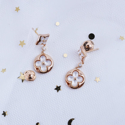[Royal&Vicky]STAR AND SUN PINK GOLD MOP DROP EARRINGS