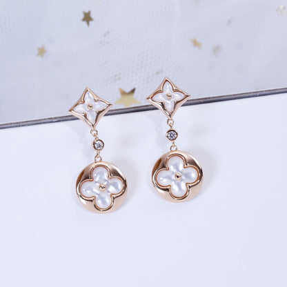 [Royal&Vicky]STAR AND SUN PINK GOLD MOP DROP EARRINGS