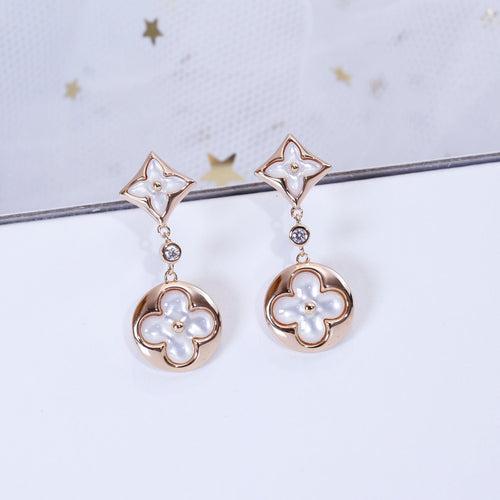 [Royal&Vicky]STAR AND SUN PINK GOLD MOP DROP EARRINGS