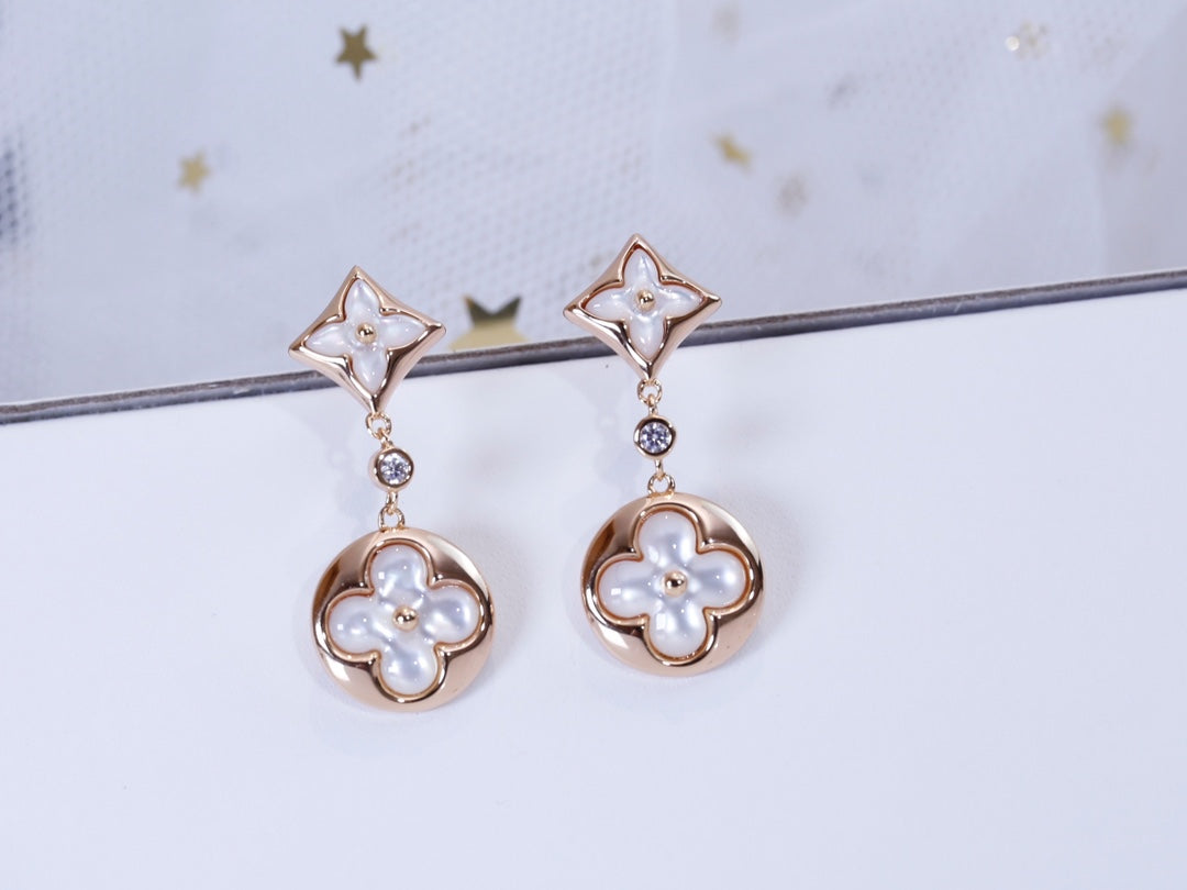 [Royal&Vicky]STAR AND SUN PINK GOLD MOP DROP EARRINGS