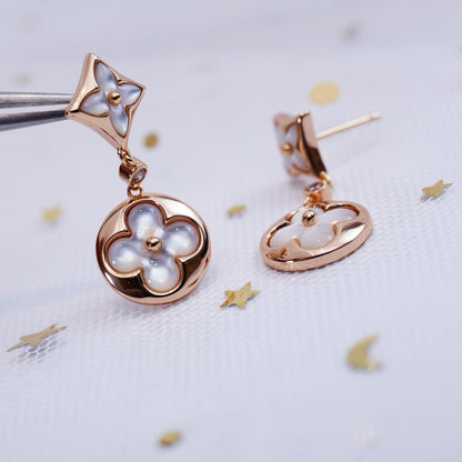 [Royal&Vicky]STAR AND SUN PINK GOLD MOP DROP EARRINGS