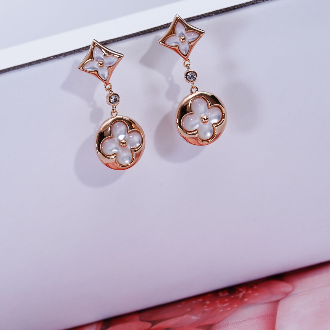 [Royal&Vicky]STAR AND SUN PINK GOLD MOP DROP EARRINGS