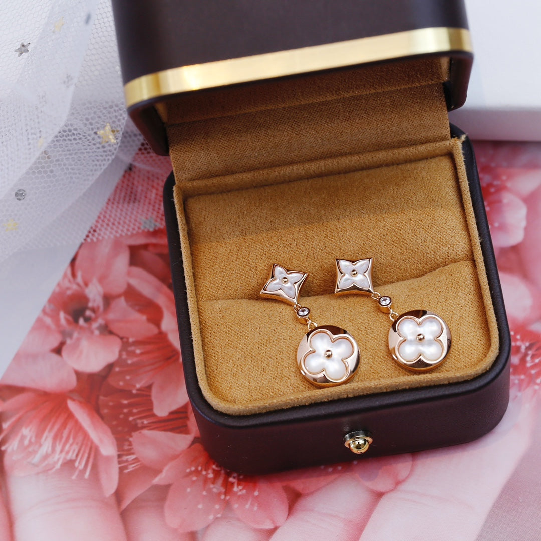 [Royal&Vicky]STAR AND SUN PINK GOLD MOP DROP EARRINGS