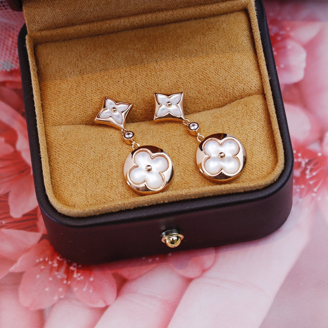 [Royal&Vicky]STAR AND SUN PINK GOLD MOP DROP EARRINGS