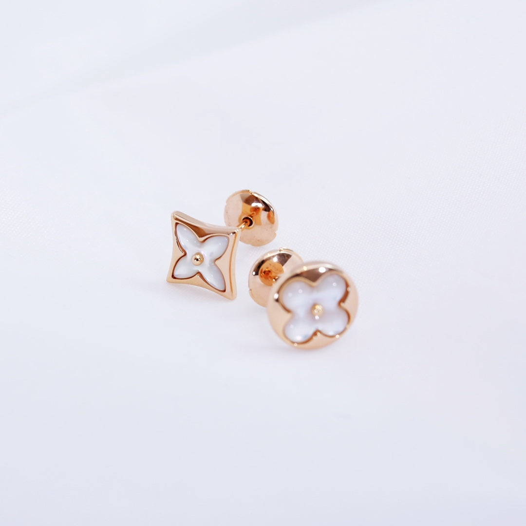 [Royal&Vicky]STAR AND SUN PINK GOLD MOP STUD EARRINGS