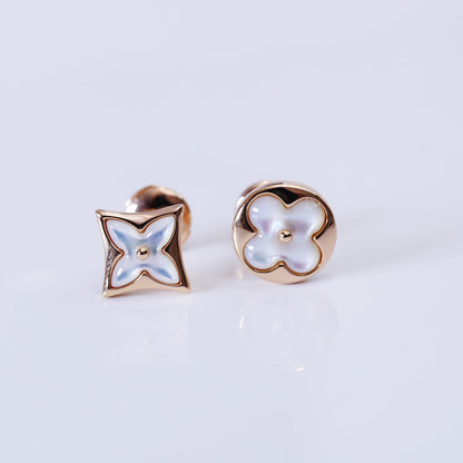[Royal&Vicky]STAR AND SUN PINK GOLD MOP STUD EARRINGS