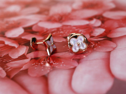 [Royal&Vicky]STAR AND SUN PINK GOLD MOP STUD EARRINGS