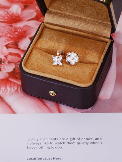 [Royal&Vicky]STAR AND SUN PINK GOLD MOP STUD EARRINGS