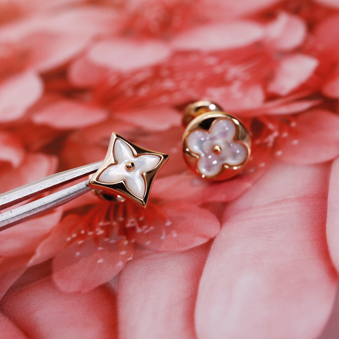 [Royal&Vicky]STAR AND SUN PINK GOLD MOP STUD EARRINGS