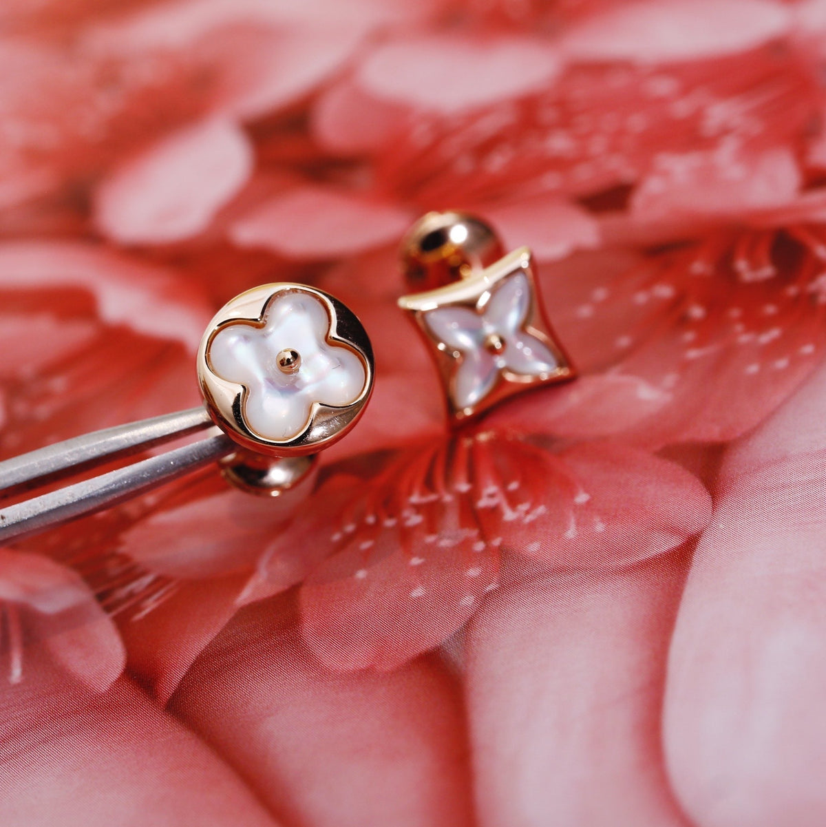 [Royal&Vicky]STAR AND SUN PINK GOLD MOP STUD EARRINGS