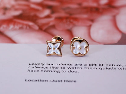 [Royal&Vicky]STAR AND SUN PINK GOLD MOP STUD EARRINGS