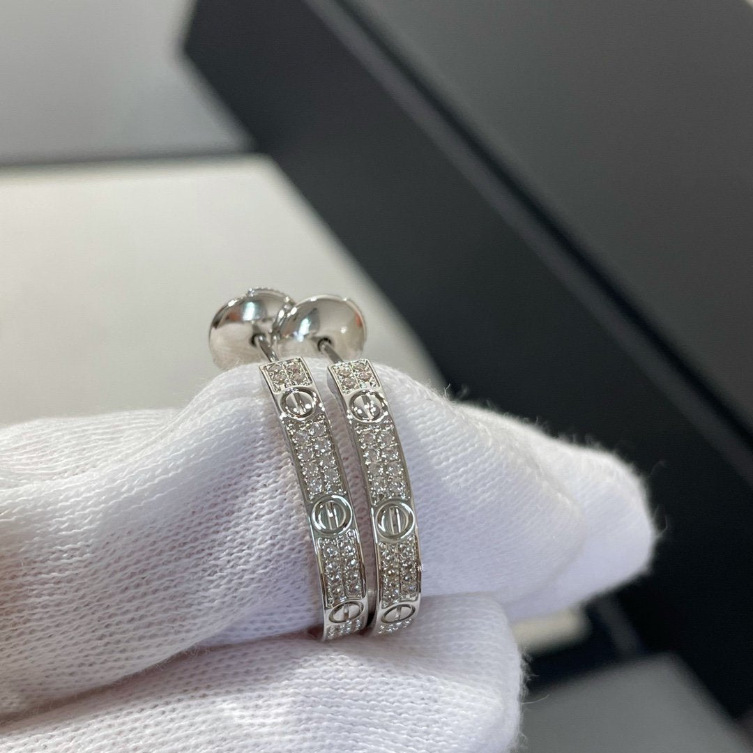 [Royal&Vicky]LOVE DIAMOND SILVER HOOP EARRINGS