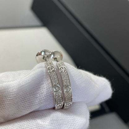 [Royal&Vicky]LOVE DIAMOND SILVER HOOP EARRINGS