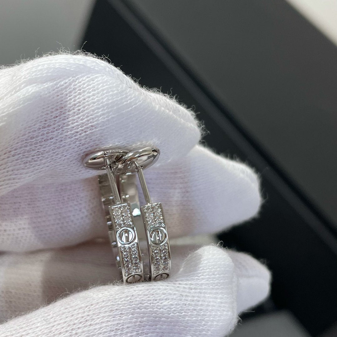 [Royal&Vicky]LOVE DIAMOND SILVER HOOP EARRINGS